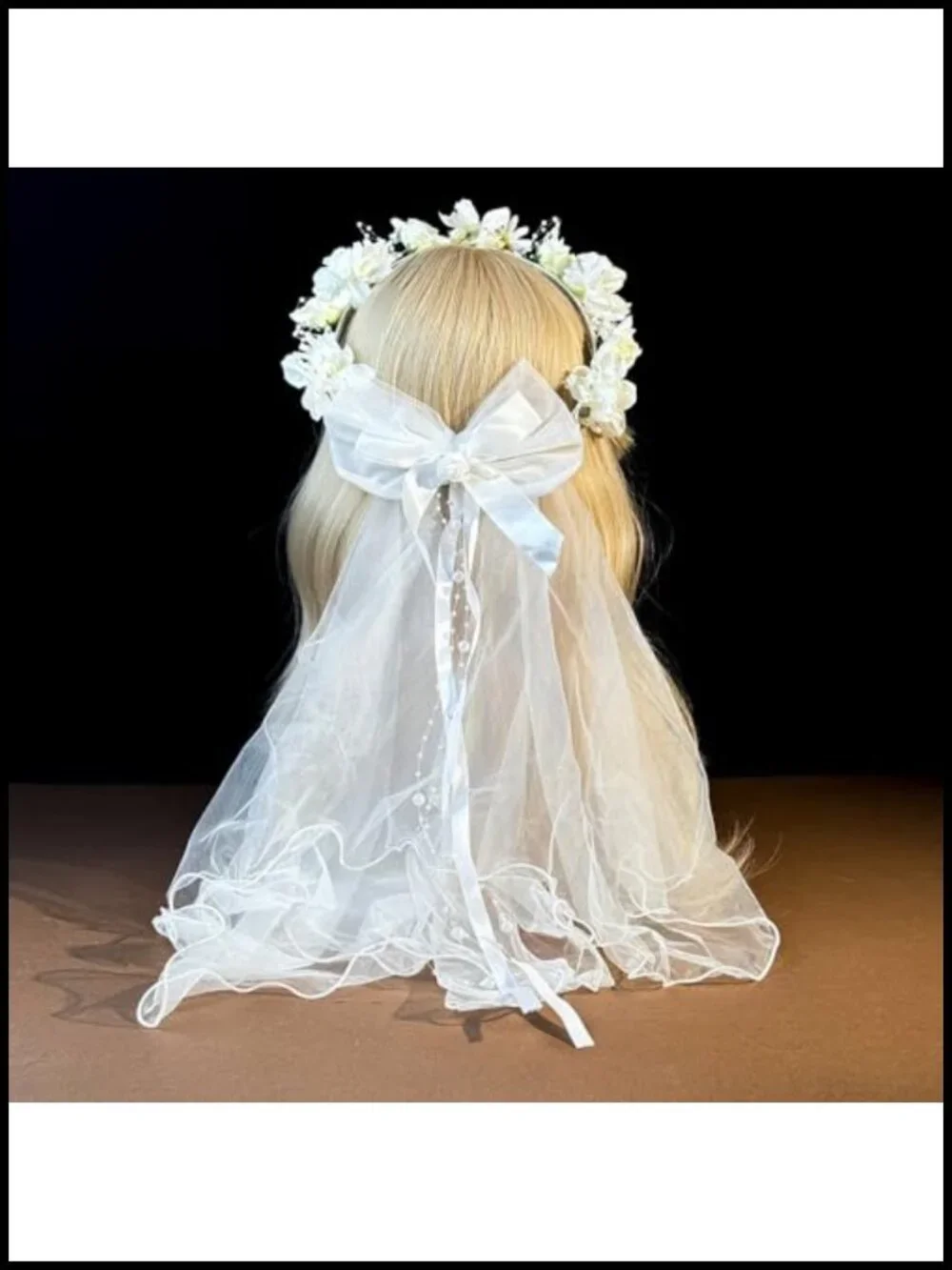 Handmade Flower Crown Hair Accessory with Adjustable Ribbon, Boho Floral